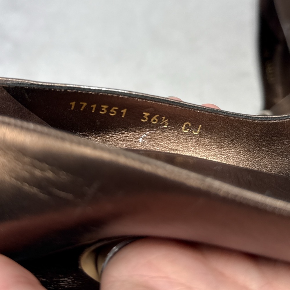 GUCCI Vintage Y2K Hollywood Horsebit Metallic Leather Platform Pump Heels Bronze - Picture 14 of 16